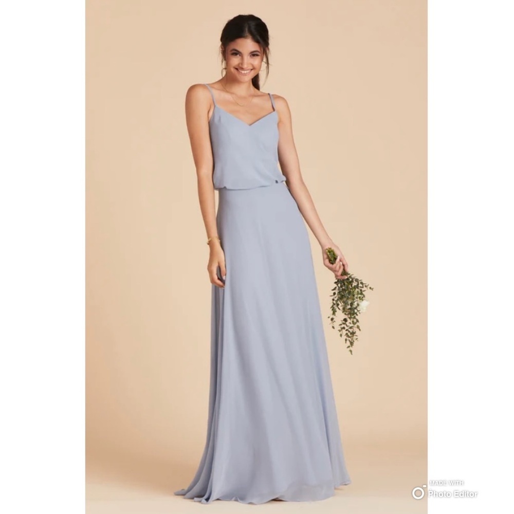 NWT Birdy Grey Dusty Blue Gwennie Blouson Bridesmaid Dress With Pockets Size XL